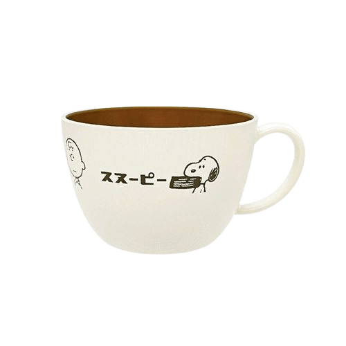 日本製 史努比 Snoopy 米白色輕量湯碗|露營碗 湯杯 馬克杯 - 富士通販