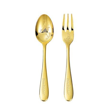 日本製 彼得兔下午茶餐具組 叉子 湯匙10組入 金色|鍍金餐具 蛋糕叉 咖啡匙 - 富士通販