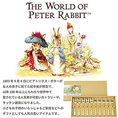 日本製 彼得兔下午茶餐具組 叉子 湯匙10組入 金色|鍍金餐具 蛋糕叉 咖啡匙 - 富士通販