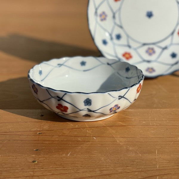 日本製 美濃燒 吾山窯 梅花網紋碗盤 | 圓盤 小缽 點心 甜點碗 梅花紋 吉祥紋