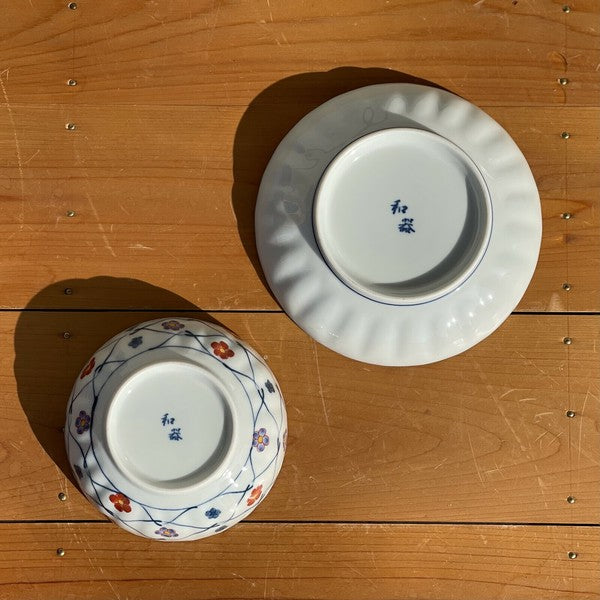 日本製 美濃燒 吾山窯 梅花網紋碗盤 | 圓盤 小缽 點心 甜點碗 梅花紋 吉祥紋