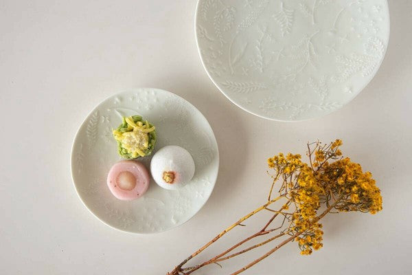 日本製 美濃燒 Miyama 深山 float 15公分/20公分雕刻野花盤 | 甜點盤 蛋糕盤