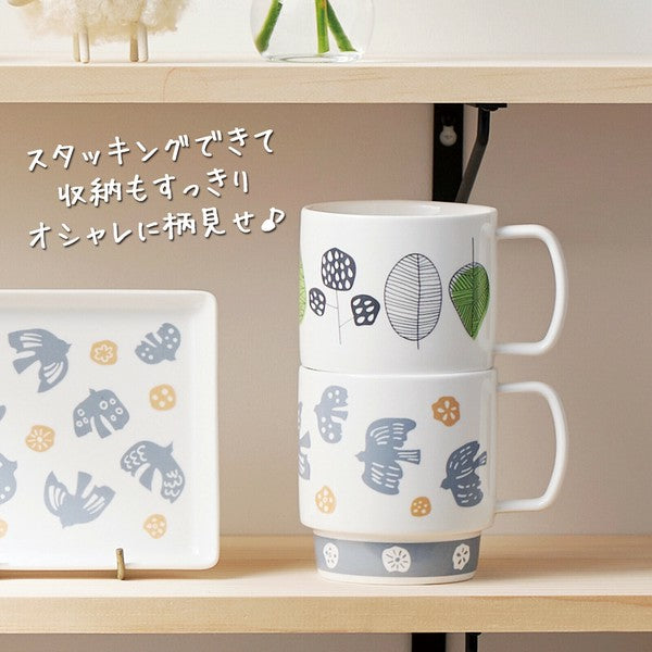 日本製 小倉陶器 Nordic 北歐風格 馬克杯 豆皿 | 飛鳥 樹葉 貓咪