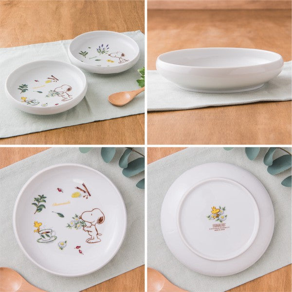 日本製 2入一組 PEANUTS Snoopy 史奴比圓盤組|美濃燒 咖哩碗 17公分深盤 湯碗