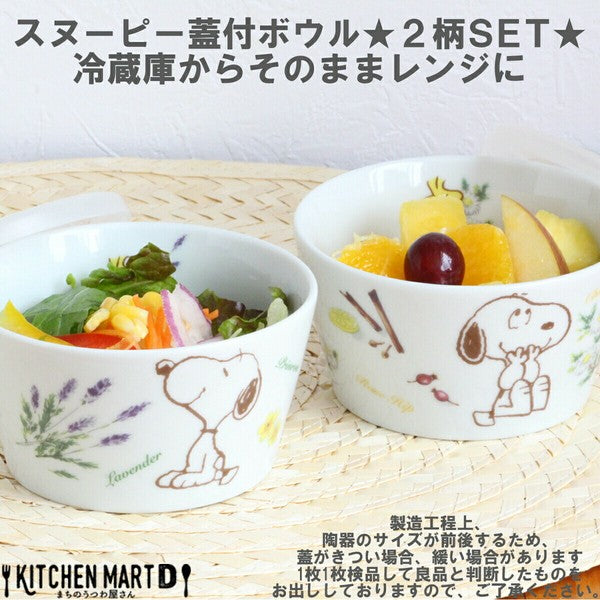 日本製 美濃燒 Snoopy 陶瓷保鮮碗一組兩入 310cc | 可微波 兒童餐碗