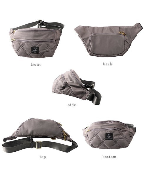 日本 LIZDAYS 金光菱格紋腰包 胸包 | 防水腰包 胸包 側背包 菱格紋包