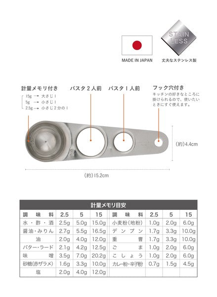 日本製 CB Japan 不鏽鋼量匙 | 義大利麵份量 附掛鉤 調味料匙 atomico