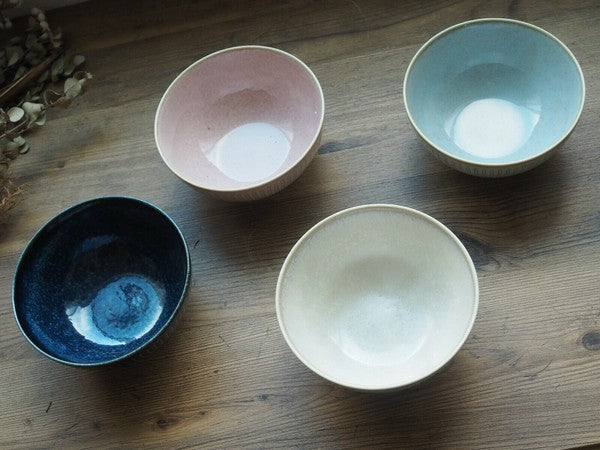 日本製 美濃燒 撥水十草 線條茶碗 四色 | 陶瓷碗 飯碗 湯碗 大碗 十草碗 沙拉碗 小缽