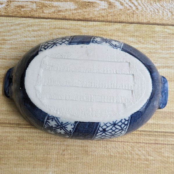 日本製 美濃燒 藍祥瑞陶瓷雙耳烤盤 | 烤盤 焗烤盤 甜點烤盤 陶瓷烤盤 日本製盤子 橢圓盤 深盤