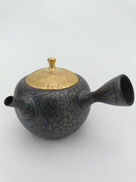 日本製 常滑燒 昭龍作 天目釉金蓋茶壺 | 極上急須 高級茶壺 日本茶壺 名工製作 收藏品