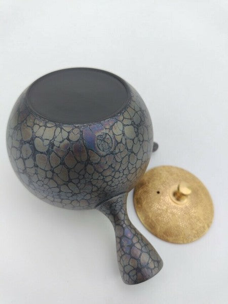 日本製 常滑燒 昭龍作 天目釉金蓋茶壺 | 極上急須 高級茶壺 日本茶壺 名工製作 收藏品