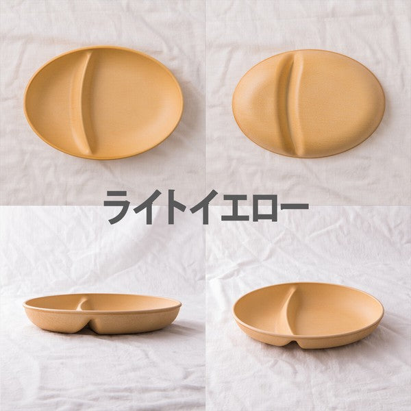 日本製 橢圓木紋 分隔餐盤 | 木盤 兒童分隔餐盤 露營分隔盤 可微波 可堆疊 輕量