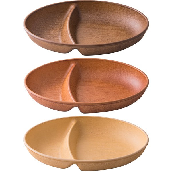 日本製 橢圓木紋 分隔餐盤 | 木盤 兒童分隔餐盤 露營分隔盤 可微波 可堆疊 輕量