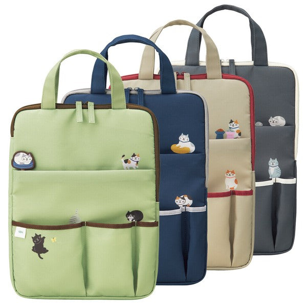 日本 LIHIT LAB 立體貓咪筆袋 電腦包 | 13吋 手提包 筆電包 拉鍊筆袋