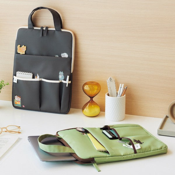 日本 LIHIT LAB 立體貓咪筆袋 電腦包 | 13吋 手提包 筆電包 拉鍊筆袋