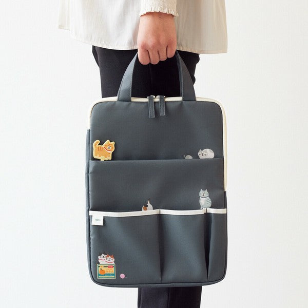 日本 LIHIT LAB 立體貓咪筆袋 電腦包 | 13吋 手提包 筆電包 拉鍊筆袋