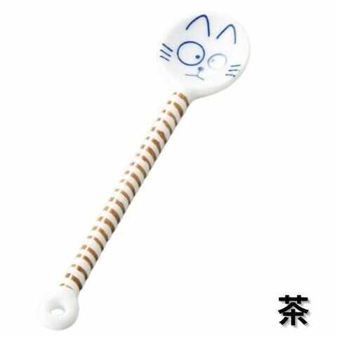 日本製 美濃燒 日式貓咪條紋湯匙 | 小湯匙 茶碗蒸 布丁 甜點 茶匙