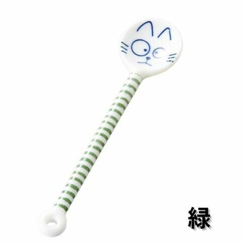 日本製 美濃燒 日式貓咪條紋湯匙 | 小湯匙 茶碗蒸 布丁 甜點 茶匙