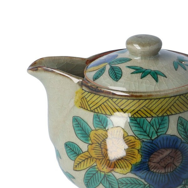 日本製 九谷燒 美山窯 冰裂紋花鳥茶壺 360cc | 手繪花鳥 泡茶壺 花茶壺 陶瓷茶壺 禪風茶器