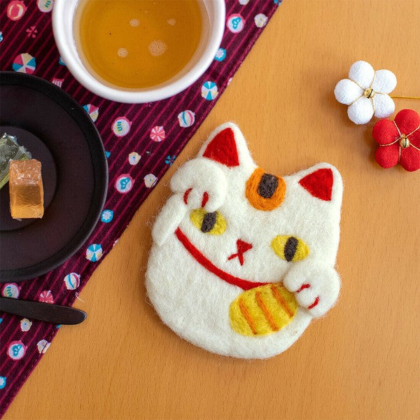 日本進口 尼泊爾手工製 羊毛氈杯墊 | 富士山 柴犬 招財貓 手工 羊毛 隔熱墊 墊子 杯墊