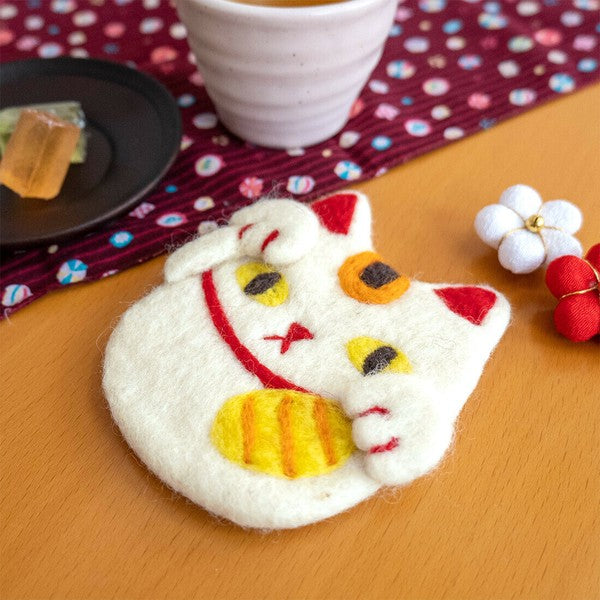 日本進口 尼泊爾手工製 羊毛氈杯墊 | 富士山 柴犬 招財貓 手工 羊毛 隔熱墊 墊子 杯墊