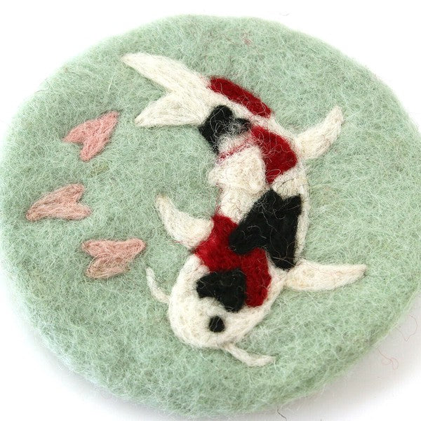 日本進口 尼泊爾手工製 羊毛氈杯墊 | 富士山 柴犬 招財貓 手工 羊毛 隔熱墊 墊子 杯墊