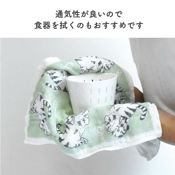 日本製 ChacoChaco 貓咪插畫抹布 | 清潔布 家事布 吸水抹布 餐具布 擦拭布
