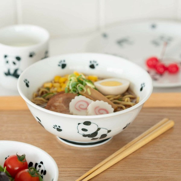 日本製 熊貓白瓷杯碗系列 | 拉麵碗 湯杯 碗公 兒童碗 熊貓 可愛碗
