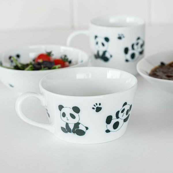日本製 熊貓白瓷杯碗系列 | 拉麵碗 湯杯 碗公 兒童碗 熊貓 可愛碗