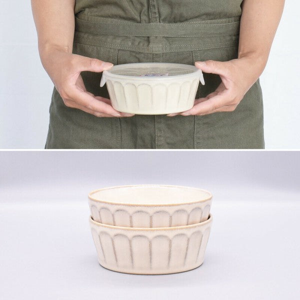 日本製 FIORE 北歐花紋湯碗 | 陶瓷保鮮碗 附蓋 湯碗 拉麵碗 可冷藏 可微波