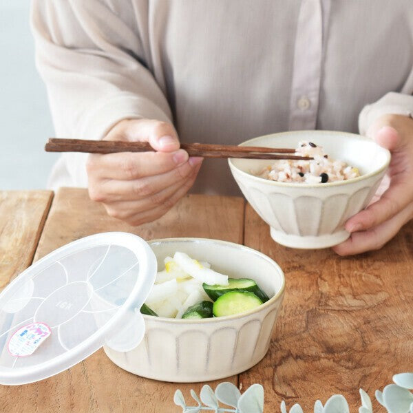 日本製 FIORE 北歐花紋湯碗 | 陶瓷保鮮碗 附蓋 湯碗 拉麵碗 可冷藏 可微波