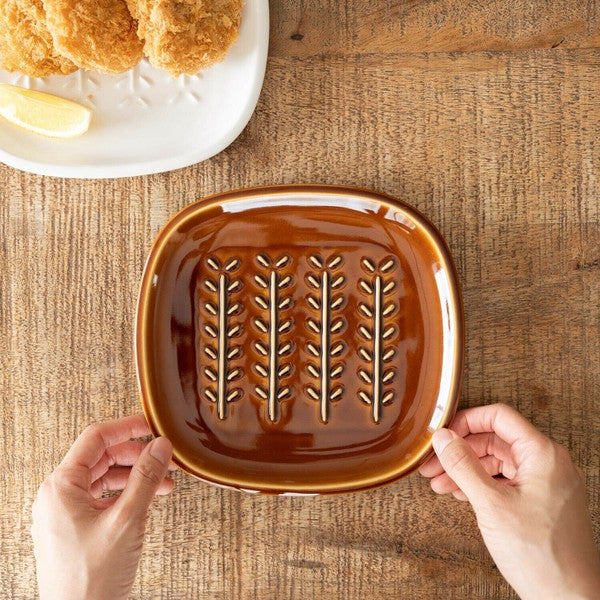 日本製 美濃燒 Miyama 深山 Crust 立體雕刻樹枝/點點餐盤 | 麵包盤 點心盤