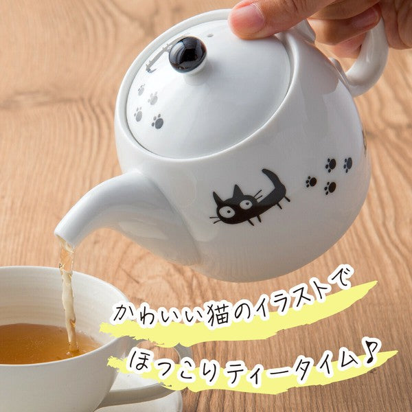 日本 黑貓手沖茶壺 急須茶壺 350ml | 濾茶壺 含不銹鋼瀘網 貓奴必備