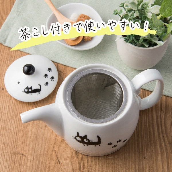 日本 黑貓手沖茶壺 急須茶壺 350ml | 濾茶壺 含不銹鋼瀘網 貓奴必備