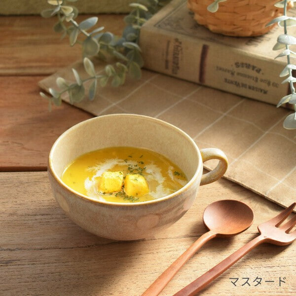 日本製 美濃燒 圓點湯碗 400ml 兩色 | 濃湯碗 早餐碗 麥片碗 寬口 帶手把