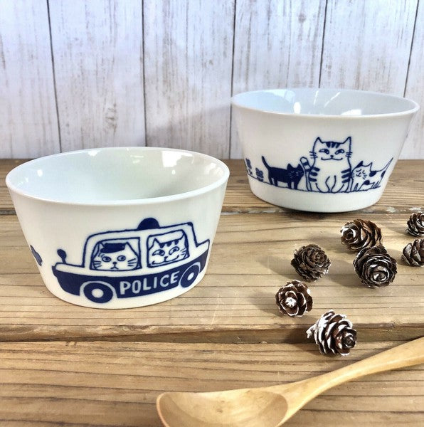 日本製 kanesada 貓咪圖案平口碗 | 兒童碗 沙拉碗 優格碗 冰淇淋碗 小碗