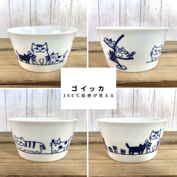 日本製 kanesada 貓咪圖案平口碗 | 兒童碗 沙拉碗 優格碗 冰淇淋碗 小碗