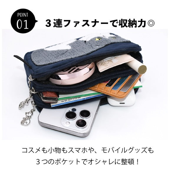 日本 超人氣 貓咪刺繡錢包/收納袋 | 手機包 零錢包 萬用包 拉鍊包 化妝包 小物收納包 分隔包