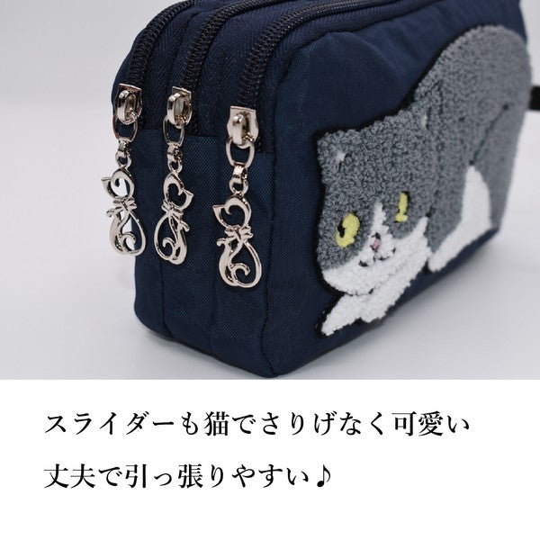 日本 超人氣 貓咪刺繡錢包/收納袋 | 手機包 零錢包 萬用包 拉鍊包 化妝包 小物收納包 分隔包