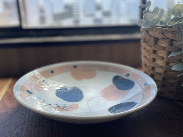 日本製 春眠貓咪和風餐盤 22cm | 陶瓷盤 義大利麵盤 貓咪圖案 淺盤 輕量餐盤