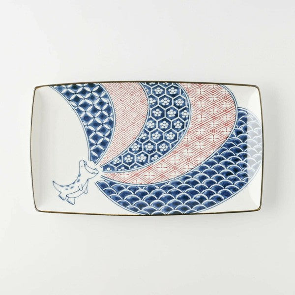 日本製 美濃燒 祥瑞龍長盤 | 江戶噴火龍 吉祥龍 長方盤 壽司盤 魚盤