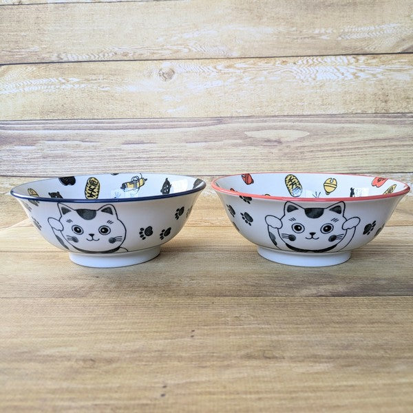 日本製 美濃燒 招財貓陶瓷拉麵碗 | 大碗 拉麵碗 碗公 湯碗 貓咪碗 多用碗 丼飯碗