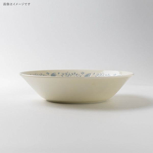 日本製 美濃燒 LINTU 小鳥植物深盤 22.5cm 兩色 | 北歐風 大容量 湯碗 義大利麵 咖哩盤