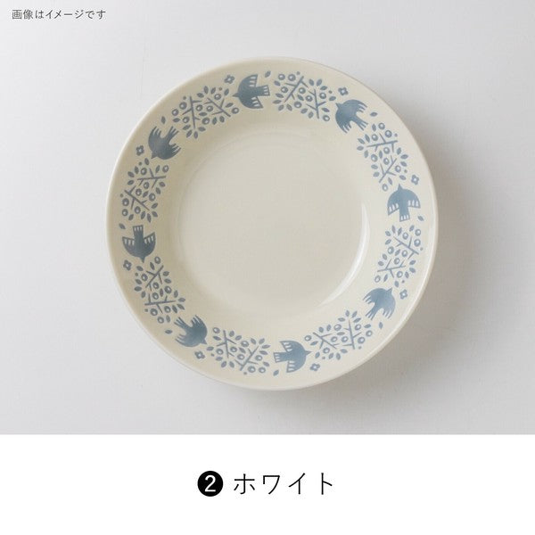 日本製 美濃燒 LINTU 小鳥植物深盤 22.5cm 兩色 | 北歐風 大容量 湯碗 義大利麵 咖哩盤