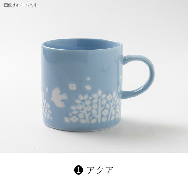 日本製 美濃燒 LINTU 飛鳥花草馬克杯 300ml | 陶瓷杯 咖啡杯 北歐風