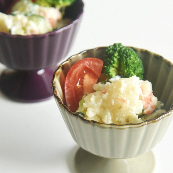 日本製 波佐見燒 和山窯 花邊甜點杯 | 聖代杯 冰淇淋杯 優格杯 布丁杯 陶瓷高腳杯 沙拉小菜碗