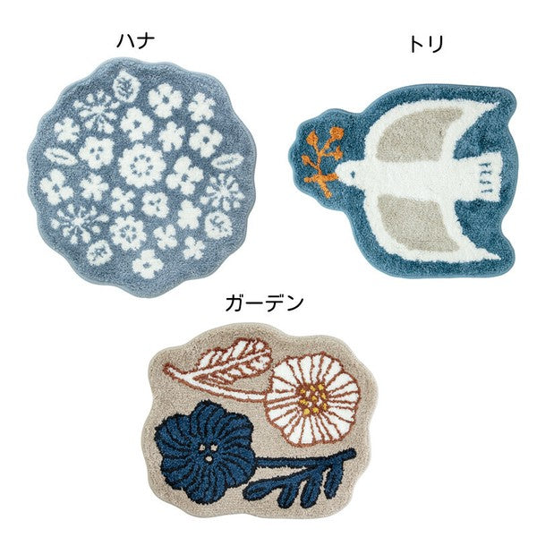 日本 Kukka Lokki 花與鳥北歐風地毯 | 地墊 腳踏墊 玄關腳踏墊 地毯 浴室踏墊