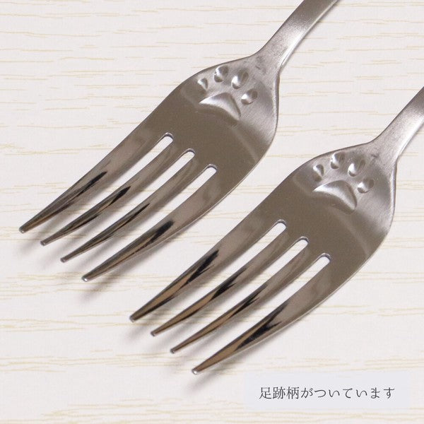 日本製 爪印圖案湯匙/叉子2入組 | 不鏽鋼餐具 蛋糕叉 水果叉 環保餐具
