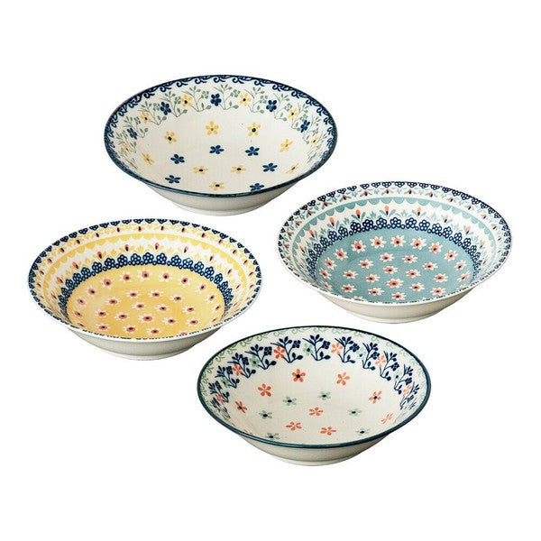 日本製 Polish 波蘭花卉四入禮盒組 | 餐盤 湯碗 沙拉碗 波蘭風