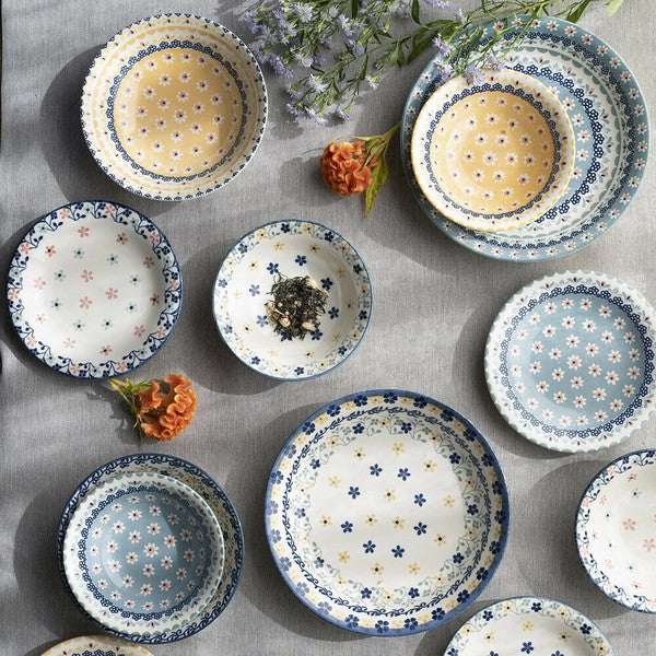 日本製 Polish 波蘭花卉四入禮盒組 | 餐盤 湯碗 沙拉碗 波蘭風